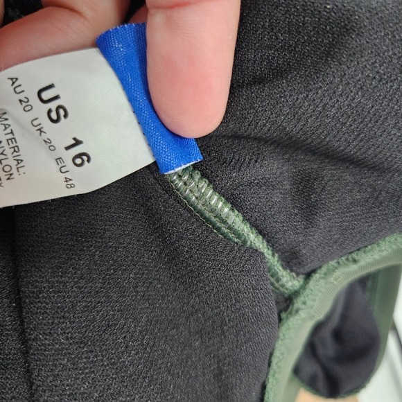 Hilor‎ One Shoulder One Piece Swimsuit 16 Olive Green Asymmetrical Ruffle - Picture 12 of 12